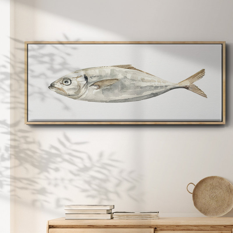 Silver Fish I- Framed Canvas, 24" H x 60" W