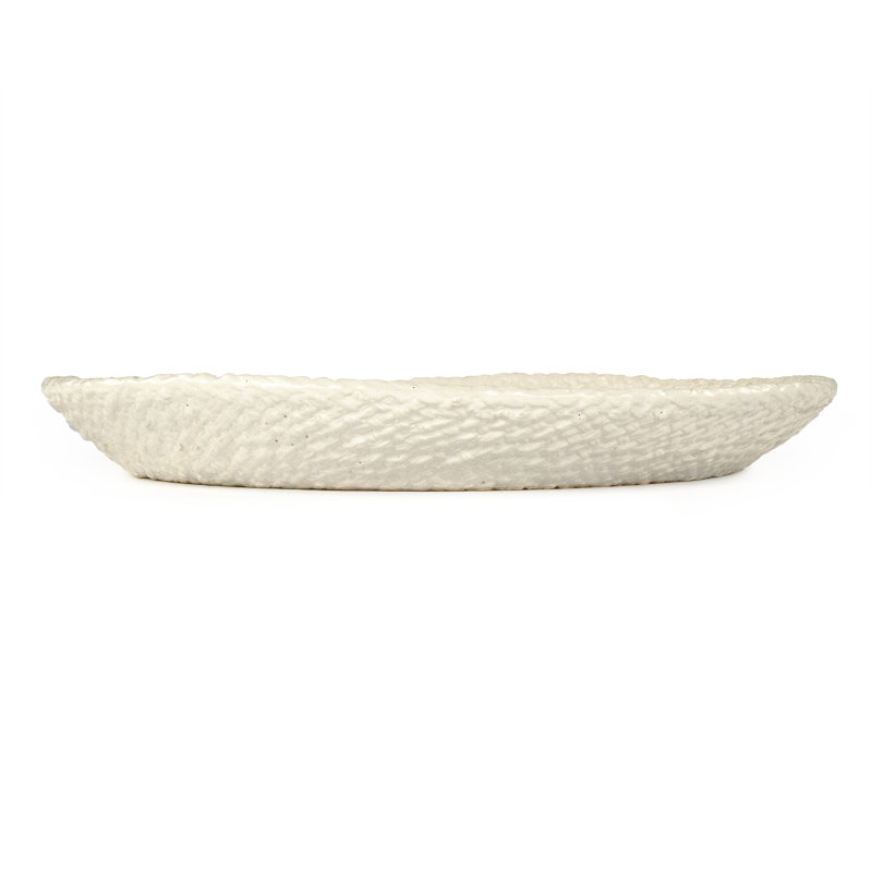 Cross Weave Ceramic Platter, 16.25" W x 16.25" L x 2.25" H, White