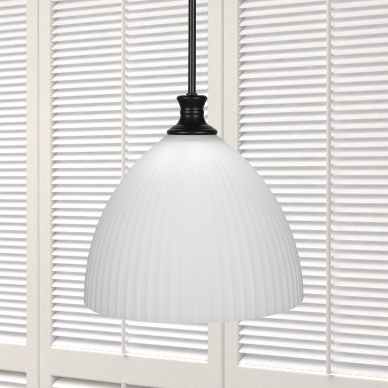 Luminaire suspendu Carina, Noir mat, Opale, H 13 po x l 13,5 po x P 13,5 po