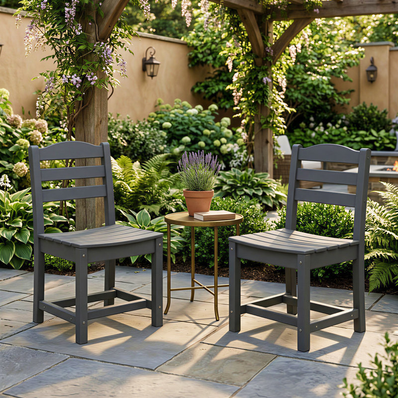 All-Weather HDPE Outdoor Dining Chairs (Set Of 2), Gray