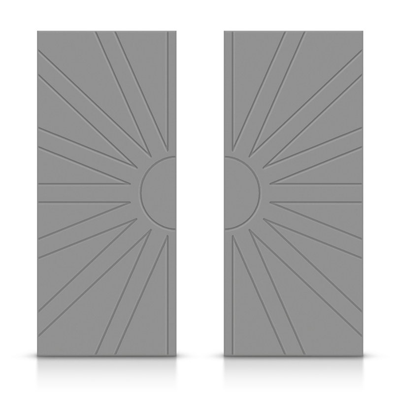 Portes de placard coulissantes à panneaux et en bois, Gris clair, 72 po x 80 po