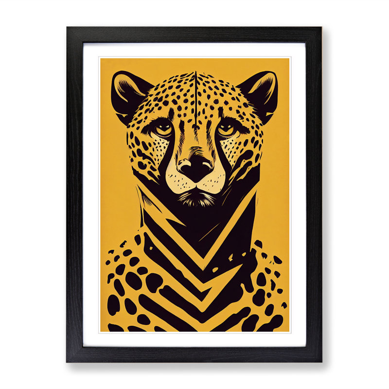 Lone Cheetah - Single Picture Frame Print, Black, 64cm H x 46cm W x 2cm D