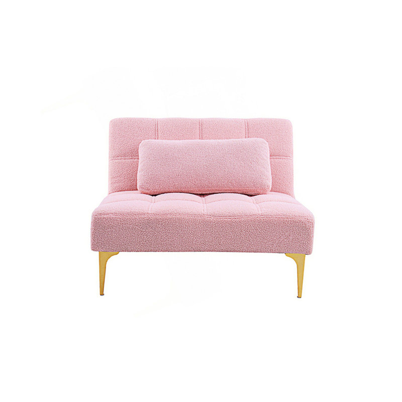 Convertible Single Sofa Bed, Pink Teddy