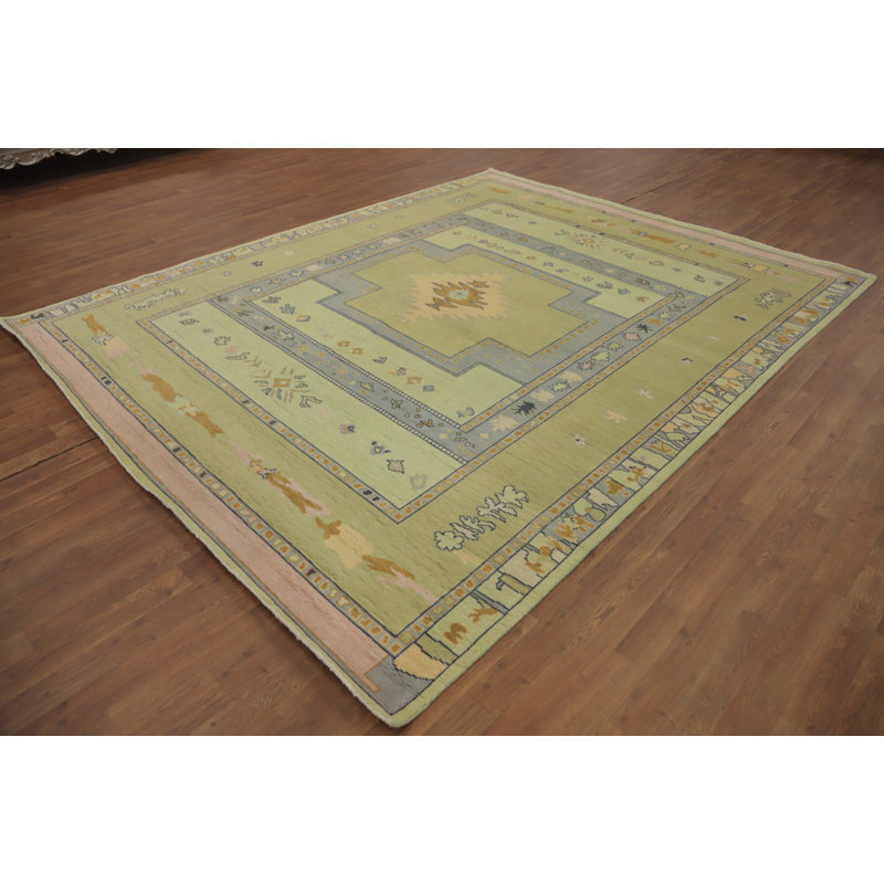 Tapis à motif géométrique de teinture végétale oriental 8 x 10