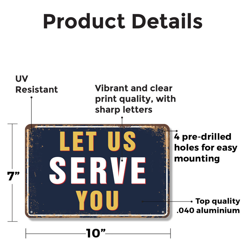 Let Us Serve You Street (paquet de 2) en aluminium 7 po x 10 po