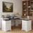 Modern Fluted L-shaped Desk With Charging Station, Storage Cabinet, Monitor Stand, File Drawer And Removable Support Shelf-328387009