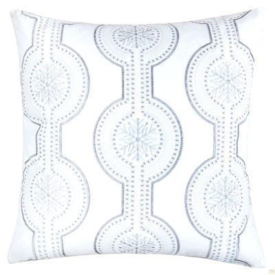 Velvet Throw Pillow With White Snowflake Embroidery, 20X20 With Insert