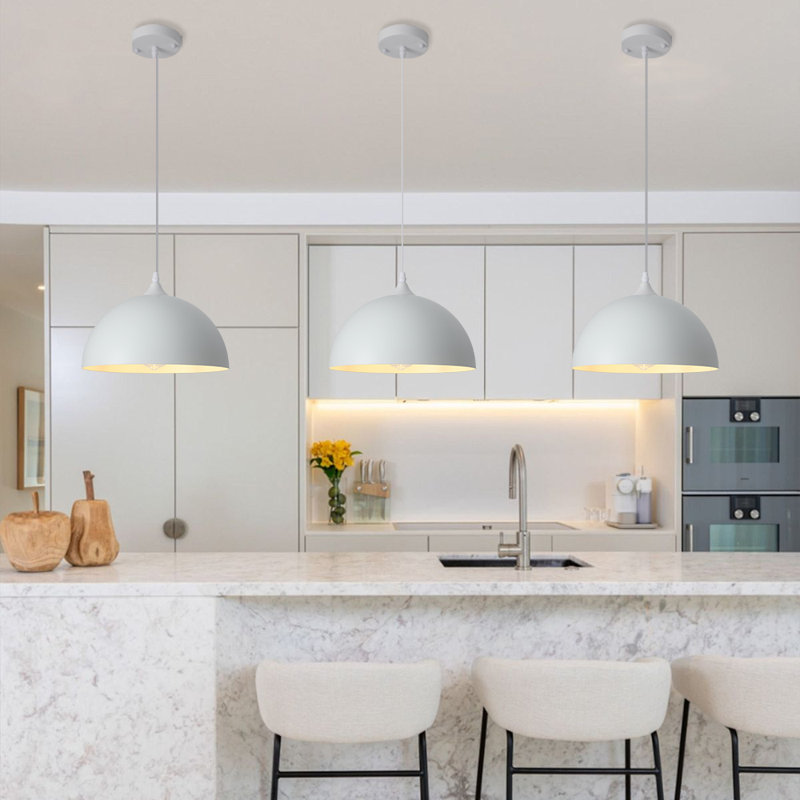 3 - Light 11.81'' Dome Pendant for Kitchen Island Modern Pendant Lighting Fixtures , White