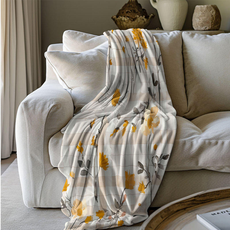 Chequer Bloom - couverture sherpa de qualité supérieure 1 pièce, L 50 po x L 60 po