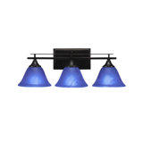 Uptowne 3 Light Bath Bar Shown In Dark Granite Finish With 7" Blue Italian Glass