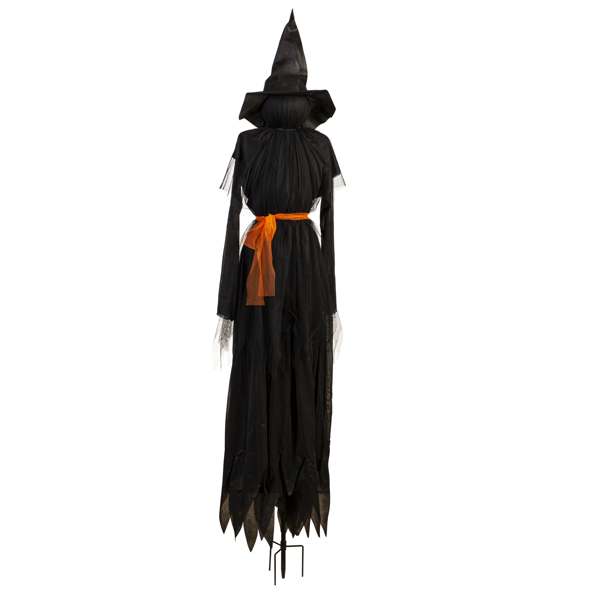 Kaari Halloween Witch Lighted Fabric Garden Stake with Orange Bow, 76"
