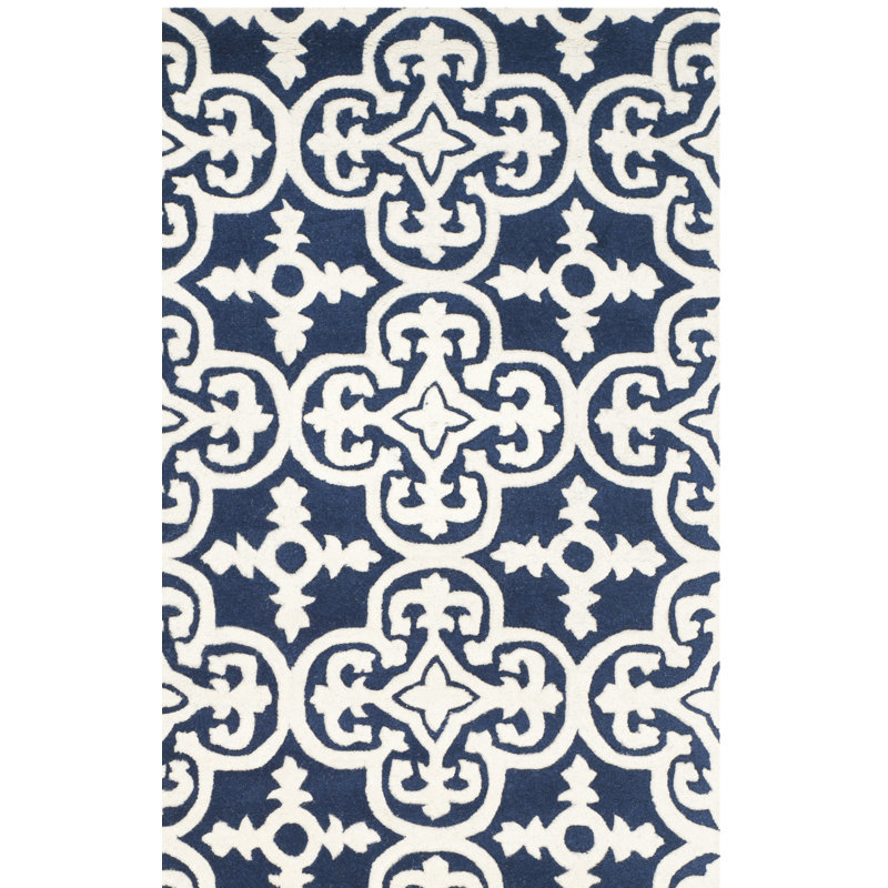 Neetu Hand Tufted Wool Geometric Rug, Square 5'