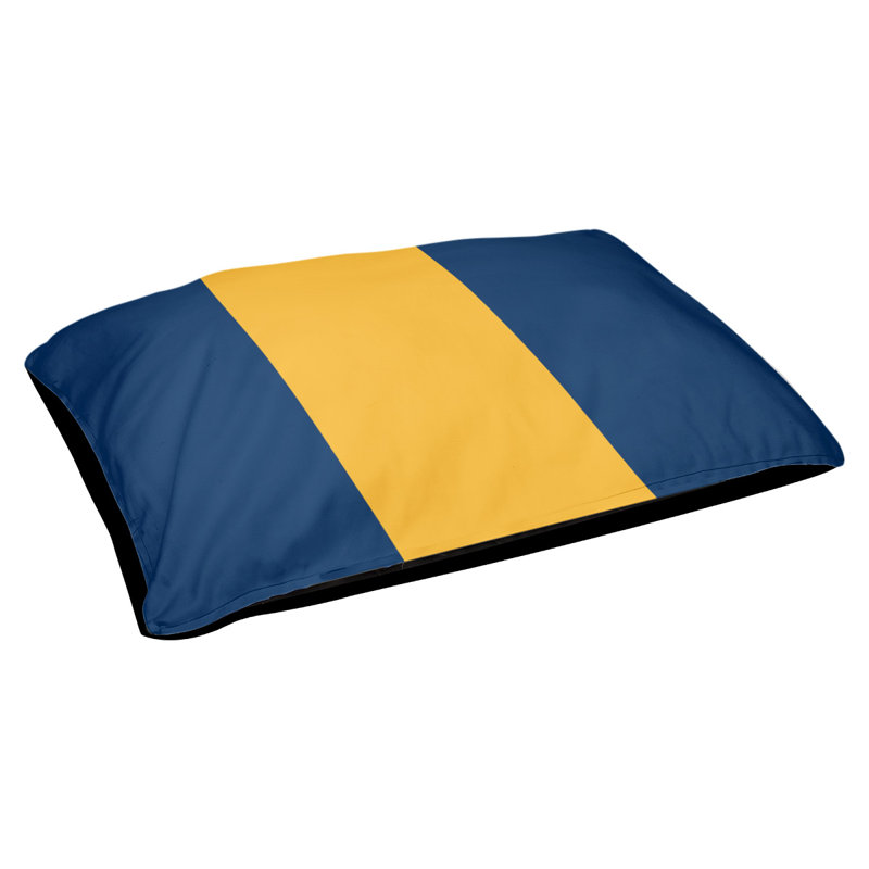 Coussin rectangulaire designer Los Angeles, Petit (L 18 po x l 28 po), Bleu marine/doré