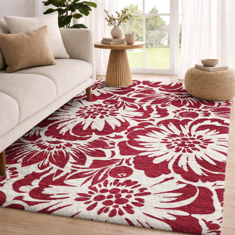 Tapis à poil long de qualité supérieure lavable à la machine ADS551, Bourgogne, 3 pi x 5 pi