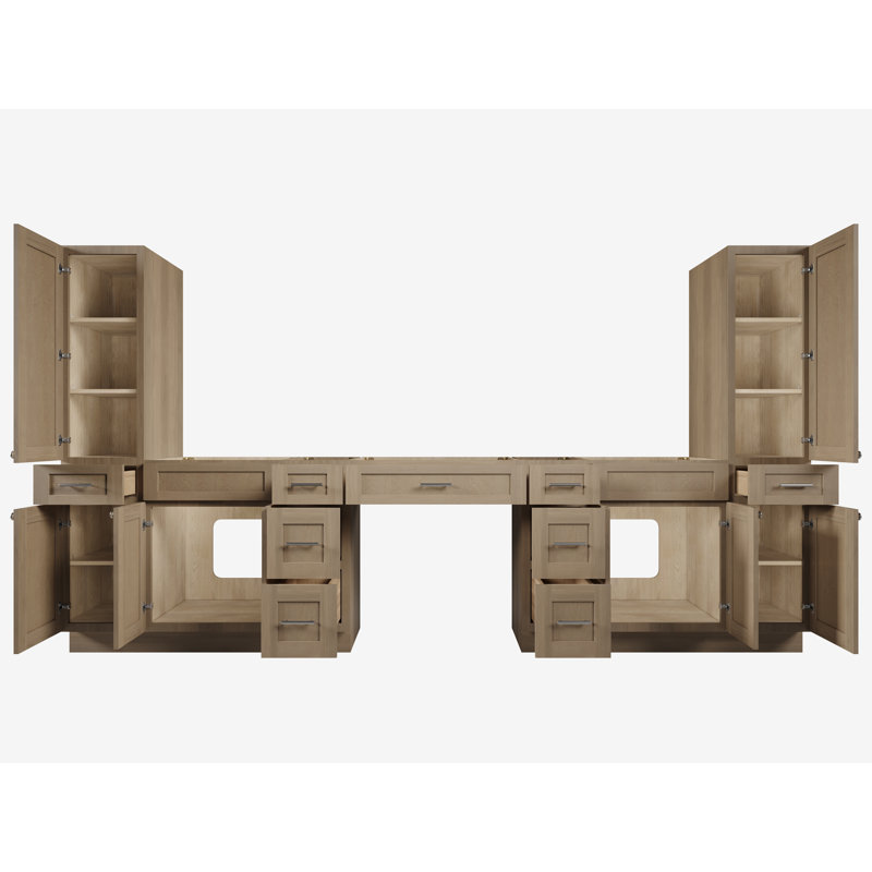 Meuble-lavabo double Disar, Chêne naturel