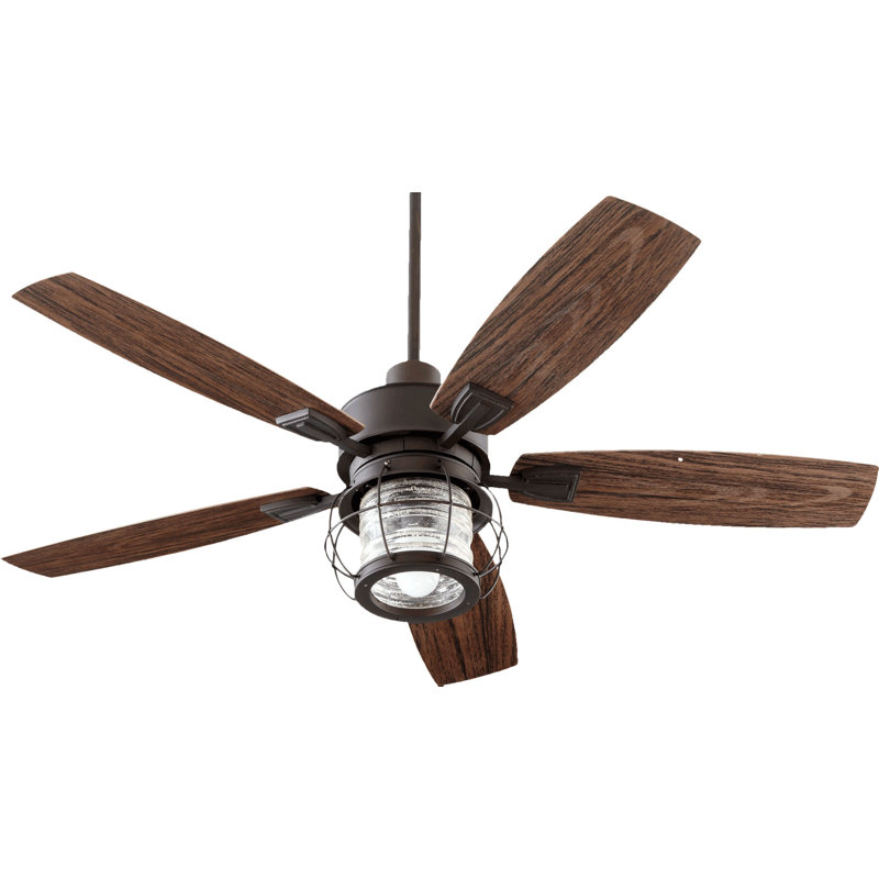 Glazer 52'' Ceiling Fan with LED Lights, Oiled Bronze with Walnut Blades