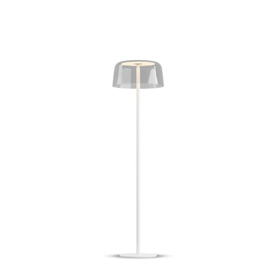 Lampe sur pied Yurei (blanc mat) avec abat-jour en acrylique de 14 po, gris foncÃ©