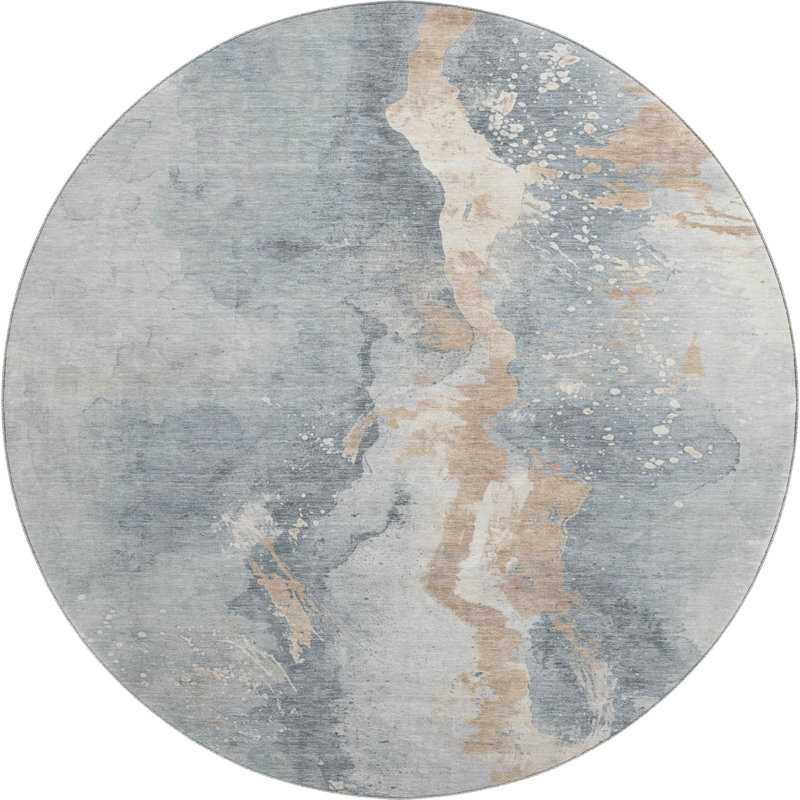 Premium Machine Washable Varroville AMF1712 Abstract Rug, Round 8'