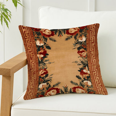 Coussin décoratif à carreaux brun intérieur et extérieur