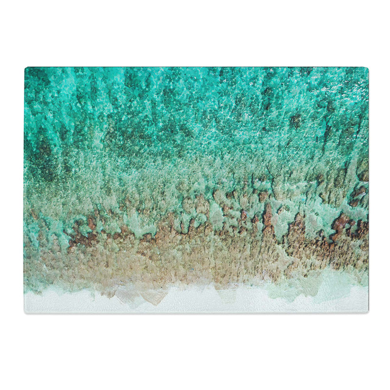 Tempered Glass Ocean & the Beach in the Maldives Chopping Board, 28.5 cm W x 20 cm L