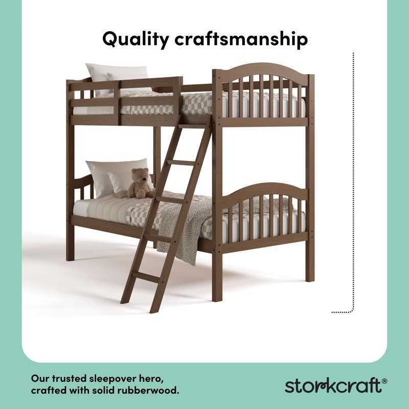 Long Horn Twin Over Twin Solid Wood Standard Bunk Bed by Storkcraft, Hazelnut