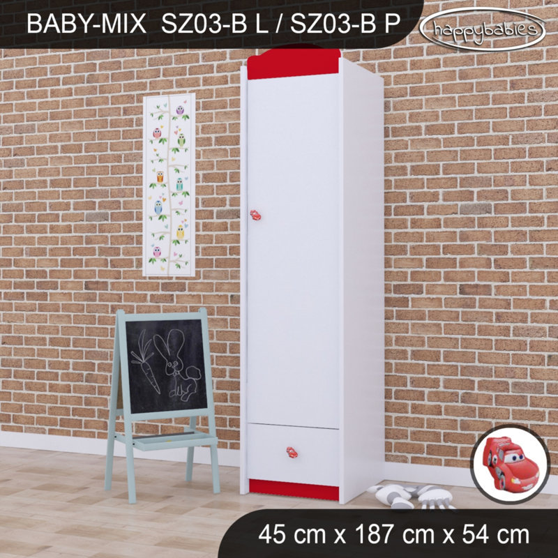 Baby Mix Car 1 Door Wardrobe, Red