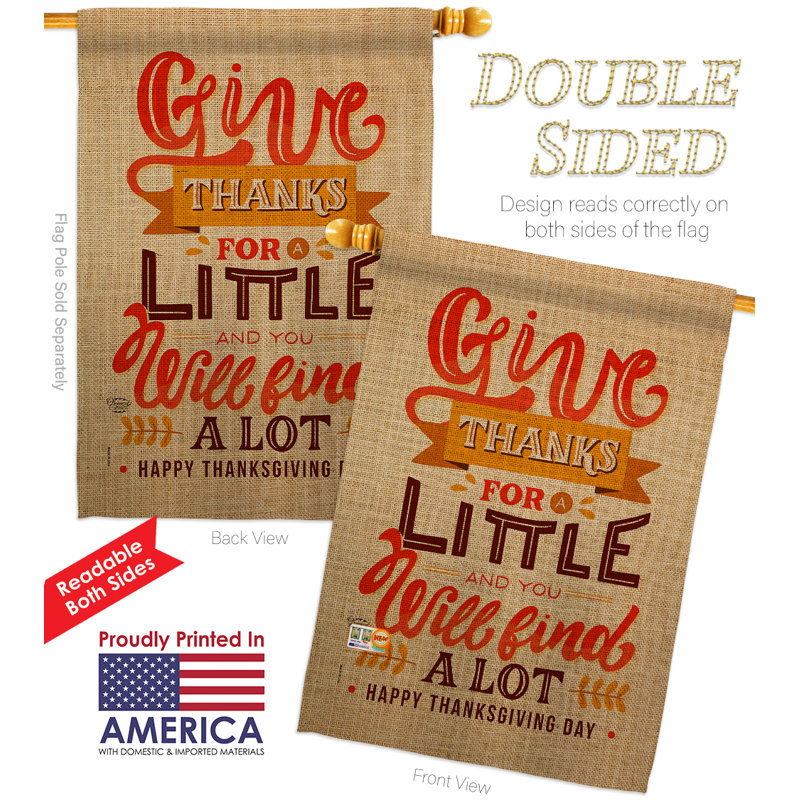28 x 40 Inch Multicolor Weather Resistant Thanksgiving House Flag