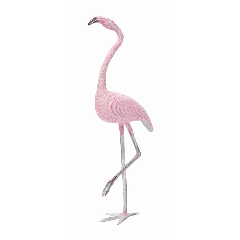 Pink and White Cast Aluminum Flamingo Garden Statue