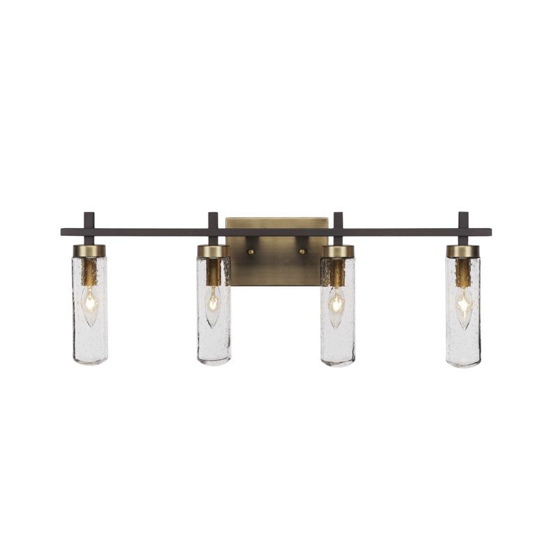 Salinda 4 Light Bath Bar, Clear Bubble, Espresso/Brass