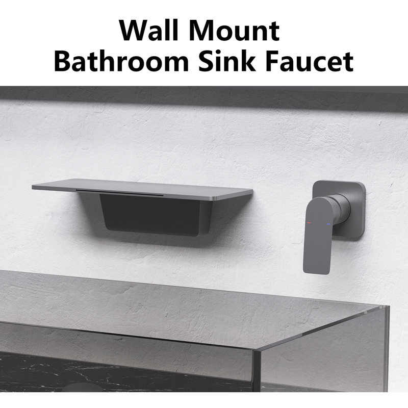 Wall Mounted Bathroom Faucet, Gun Ash