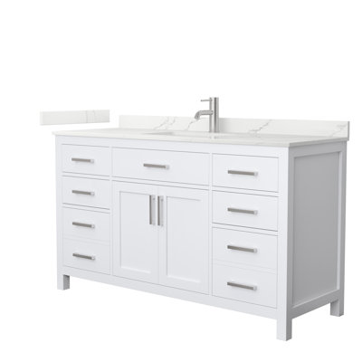 Beckett 60" Freestanding Single Bathroom Vanity with Quartz Top