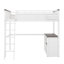 Grand lit mezzanine avec bureau, tablette ouverte et boîte de rangement, station de recharge USB
