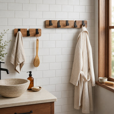 Lot mystère de 2 crochets muraux avec plaque de fixation en bois, crochets métalliques pour entrée, salle de bain, chambre et cuisine, crochets muraux décoratifs