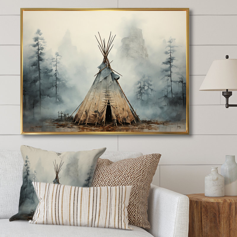 Tente de jeu gris natif. «Whispers Of Spirit», reproduction d'art sur toile encadrée, H 34 po x l 44 po, Doré