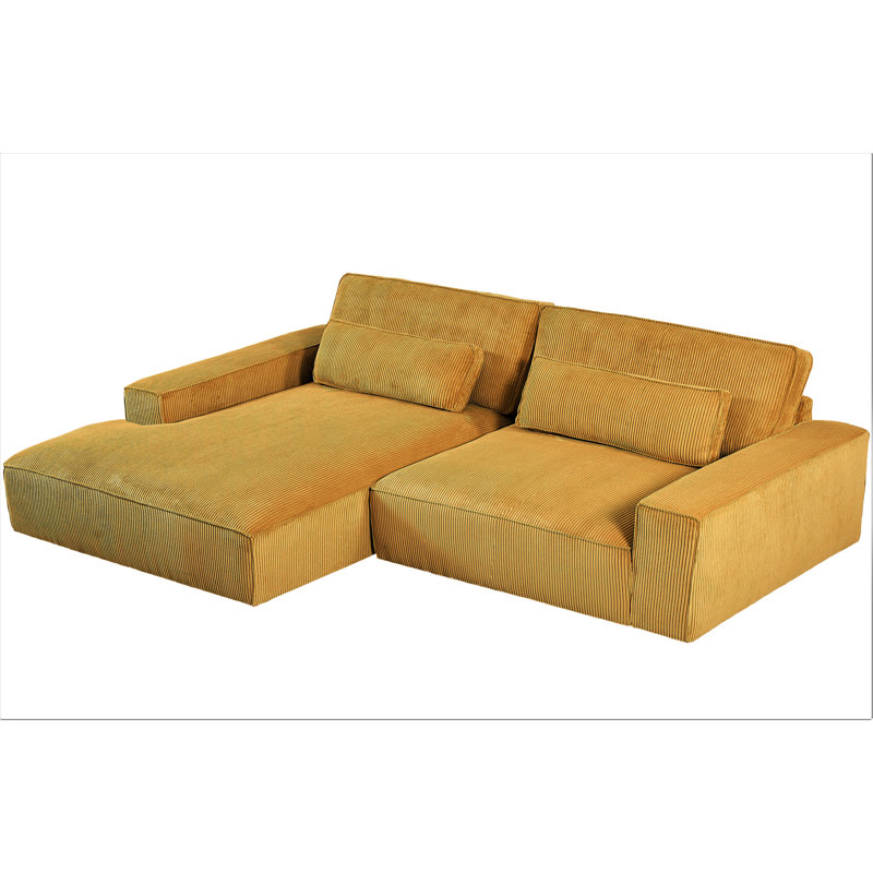 Corduroy L-Shaped Sectional, Ginger Corduroy, Left Hand Facing