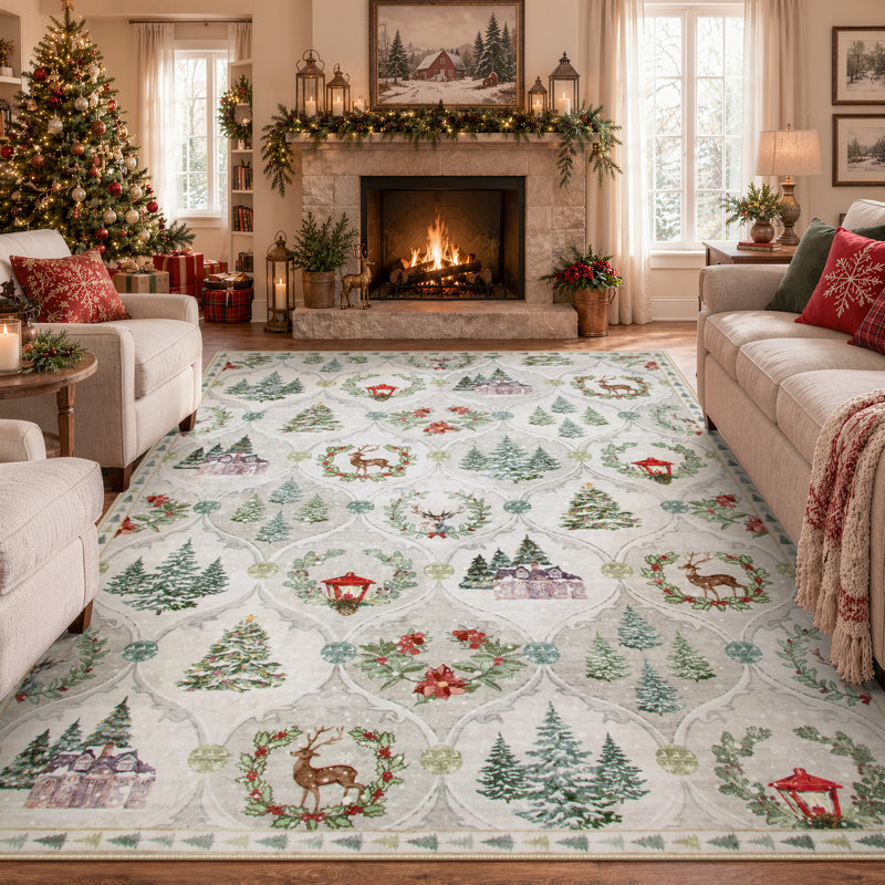 Tapis de Noël Laraven, Rectangulaire 8 pi x 10 pi
