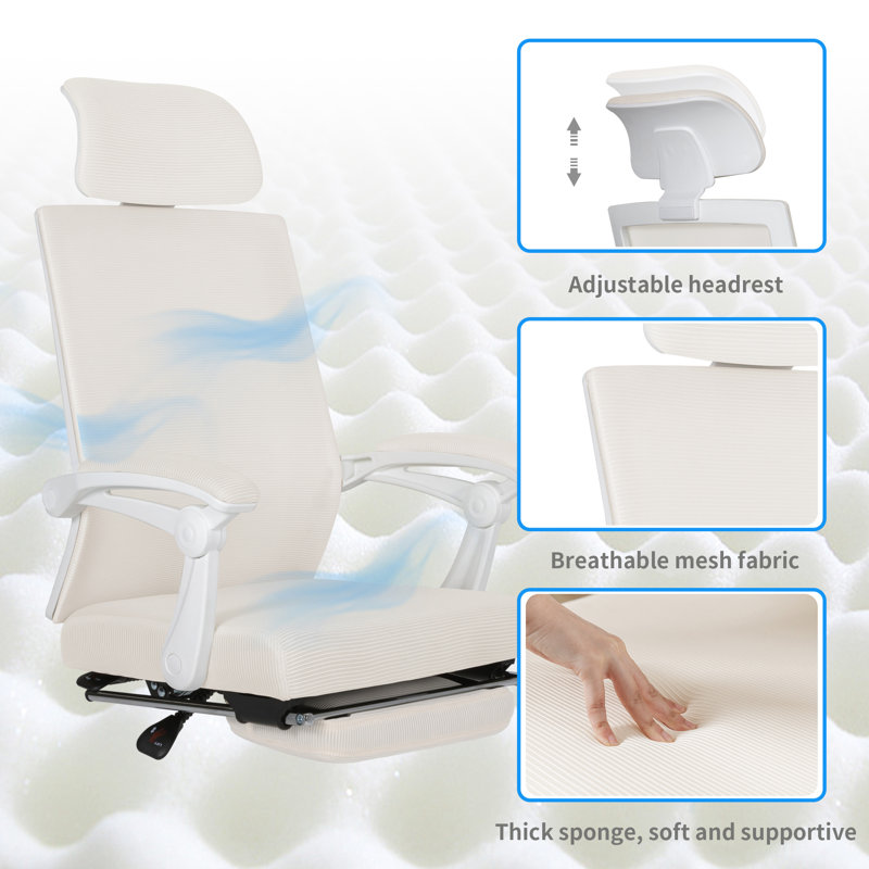 Mesh Office Chair, White, White