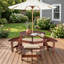 Table de pique-nique ronde 35,5 po avec 3 bancs intégrés et un trou pour parasol, brun-131279666