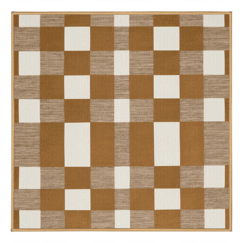 Machine Washable Checkered Brown Area Rug, Square 5'