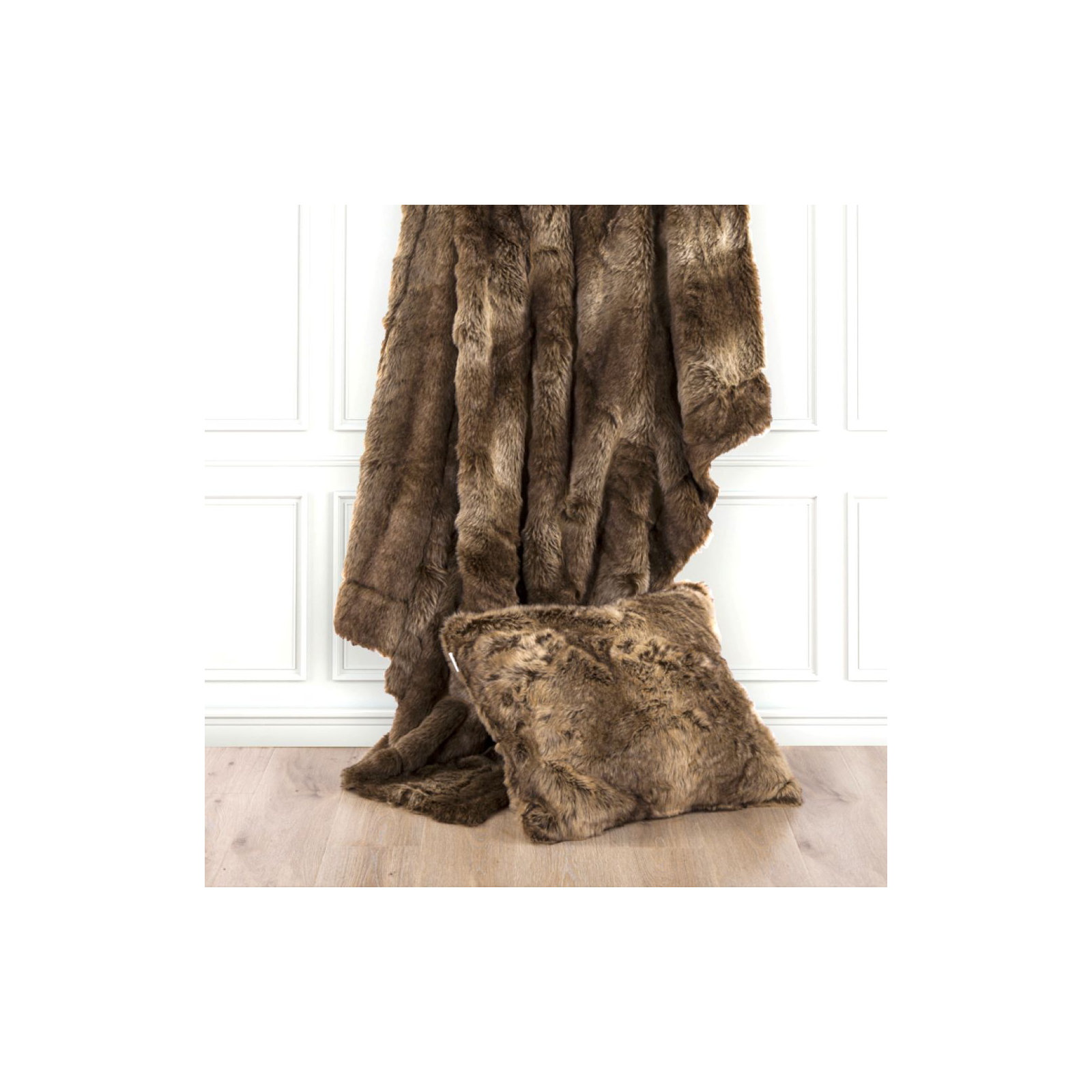 Wolf Fur Hand Woven Throw Blanket, 50"L x 60" W