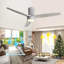 Ventilateur de plafond à DEL 52 pouces de 52 pouces avec moteur à courant continu réversible à lame en bois massif à 3 vitesses à intensité variable pour le salon