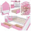 Lit superposé simple avec glissade, tiroirs et tablettes de rangement Enchanted Castle-1909937294-1909937283