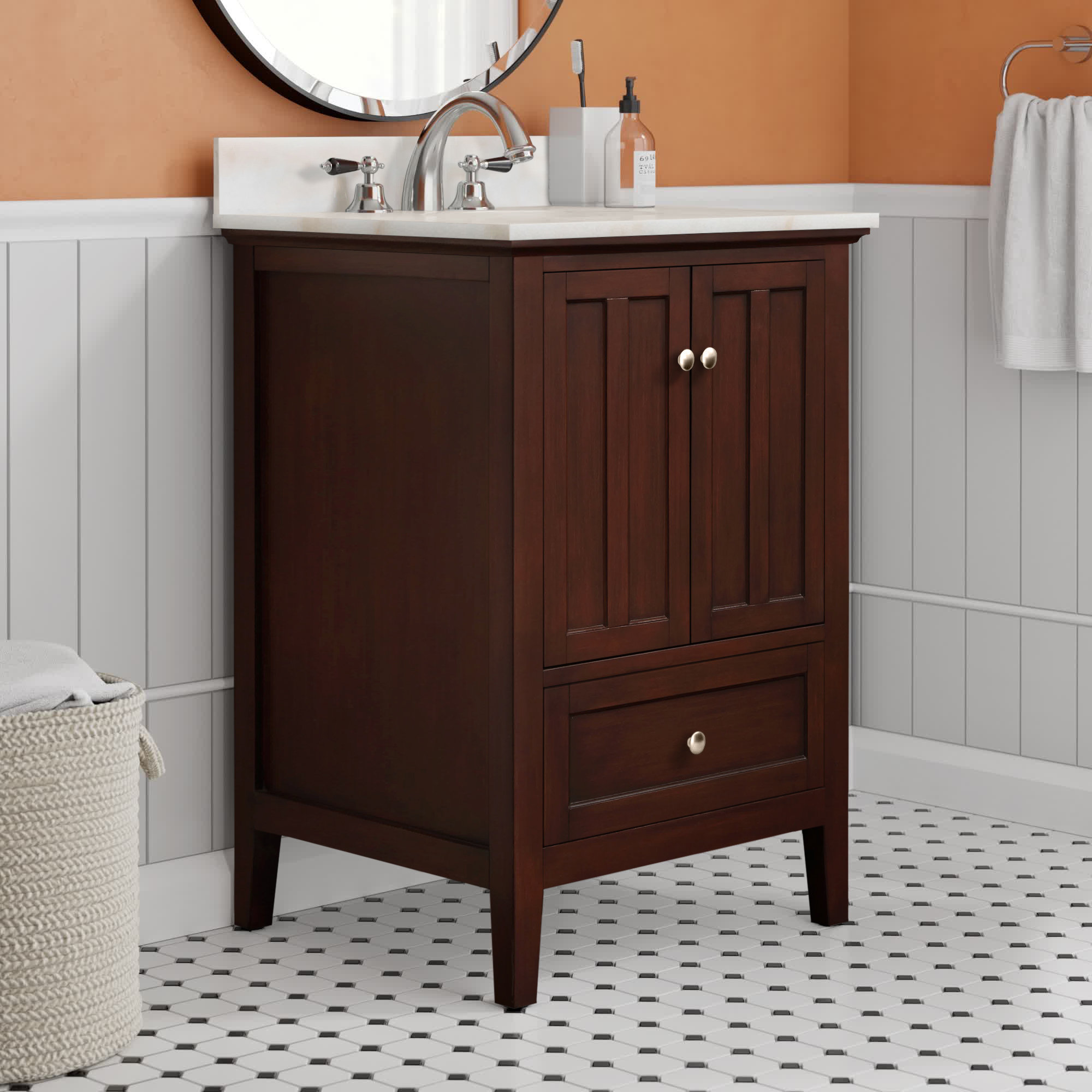 Wade Logan® Hardt 25'' Single Bathroom Vanity with Marble Top & Reviews ...