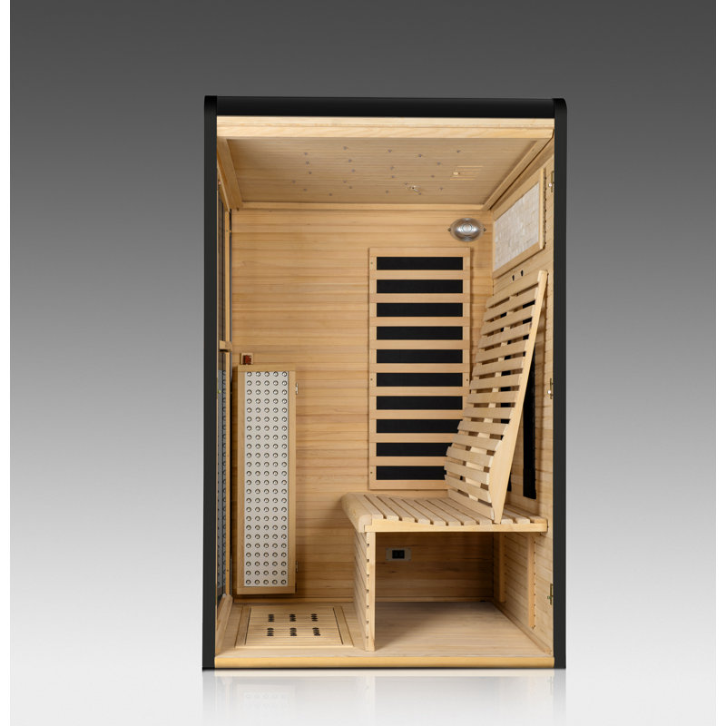 2 Person Indoor FAR Infrared Sauna in Canadian Hemlock With Bluetooth Speaker, Intelligent Control Panel, Chromotherapy Lighting+Red Light Function+Starlight Lights