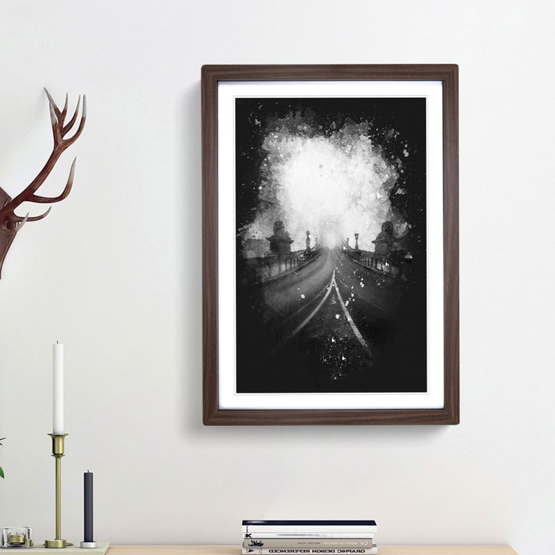 Szechenyi Chain Bridge in Budapest - Picture Frame Graphic Art Print, 45cm H x 33cm W x 2cm D, Walnut Framed