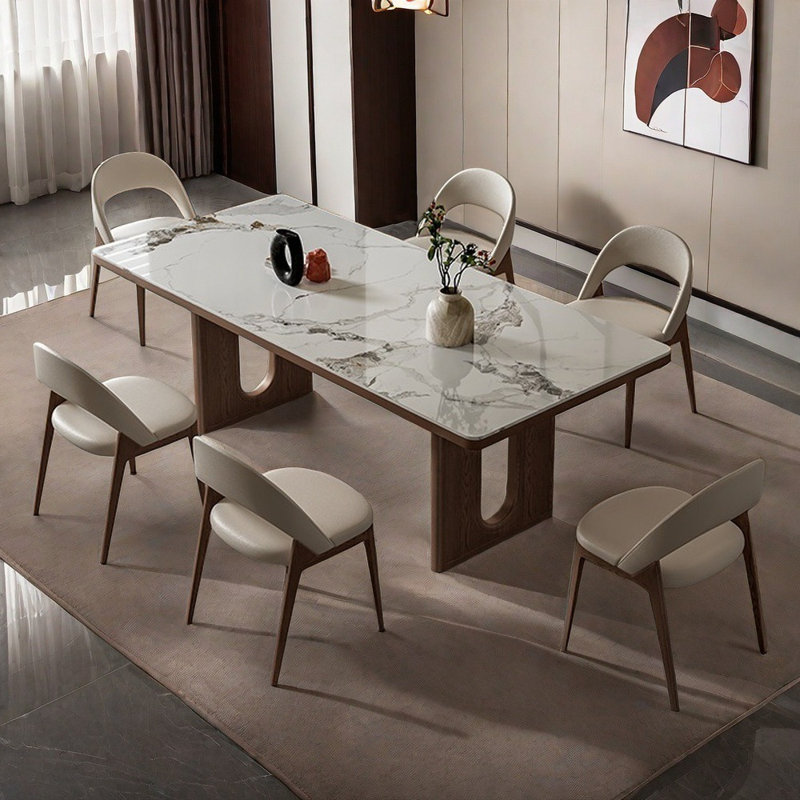 Ensemble de table de salle à manger en bois de frêne, H 29,52 po x L 62,99 po x l 35,43 po