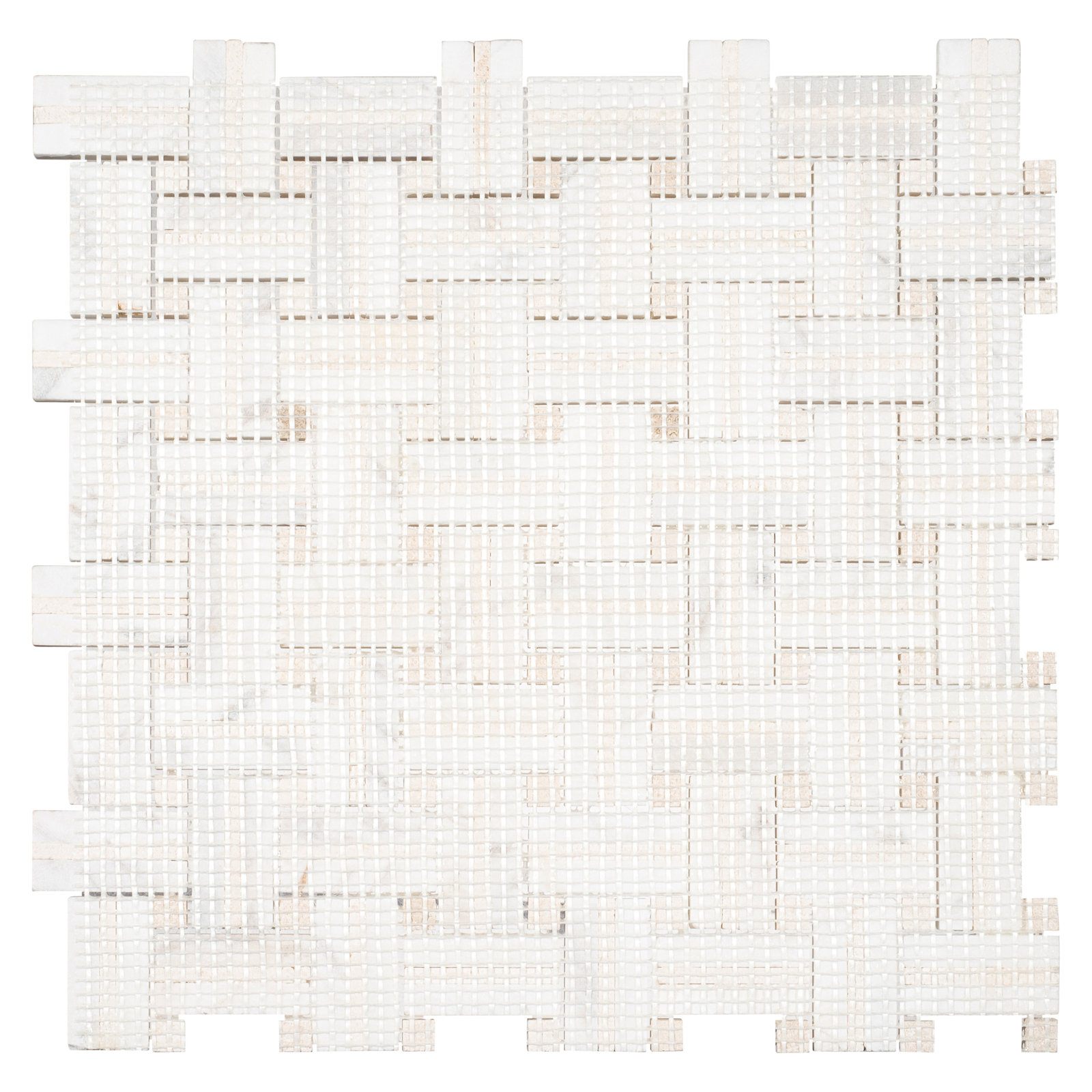 Fabrique 1-in. x 2-in. Basketweave Marble Look Polished Natural Stone Wall & Floor Mosaic Tile, Brocade