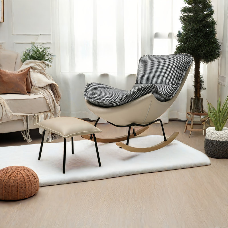 Chaise berçante moderne avec repose-pieds