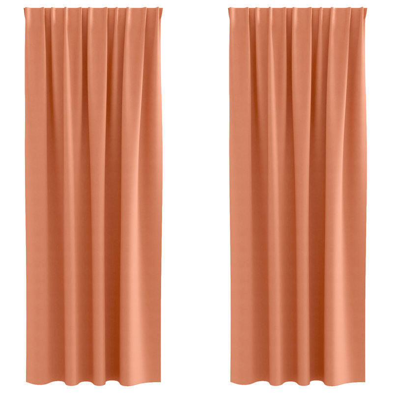 Curtains With Curtains 2 Pcs Polyester, Terracotta, 140cm Width x 245cm Drop