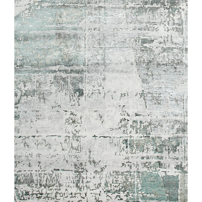 Tapis argent et vert noué à la main de haute qualité, Rectangulaire 2 pi x 3 pi